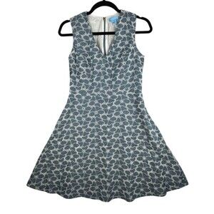 2/$30 Draper James Embroidered Eyelet Chambray Fit & Flare Dress Size 2 Coastal